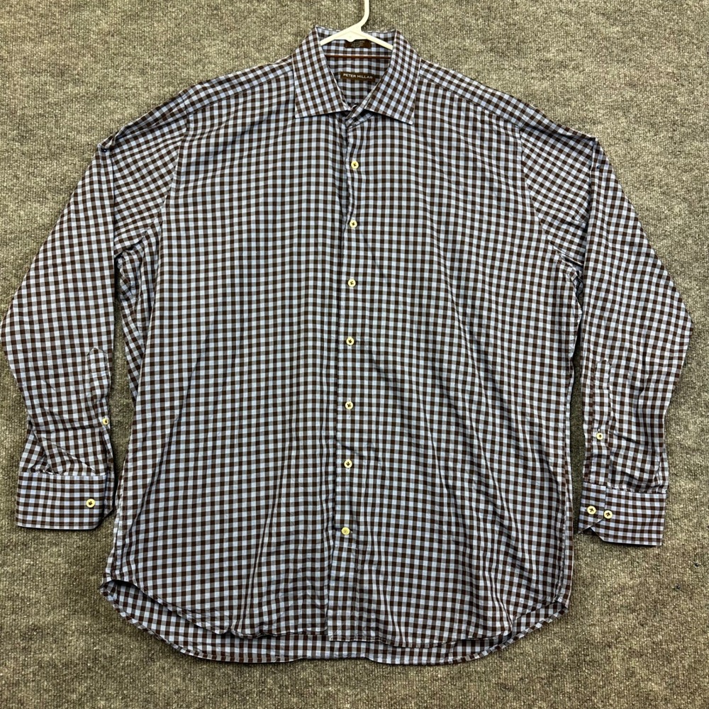 Peter Millar Extra Large Gingham Check Button Down Long Sleeve Shirt